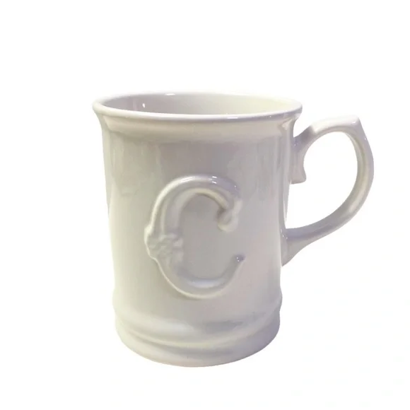 NWT Signature Monogram Embossed White Ceramic Mug - Picture 8 of 8